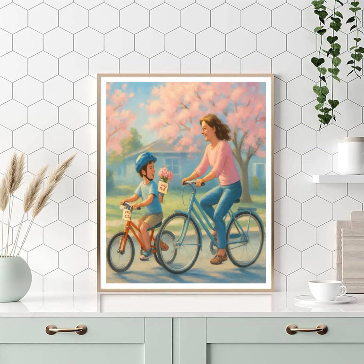 Bike Ride Bouquet For Mom Painting by numbers kitBike Ride Bouquet For Mom - DIY Painting By Numbers Kit - Image 4