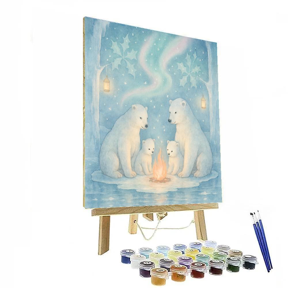 Polar Bears Around The Christmas Bonfire Painting by numbers kit