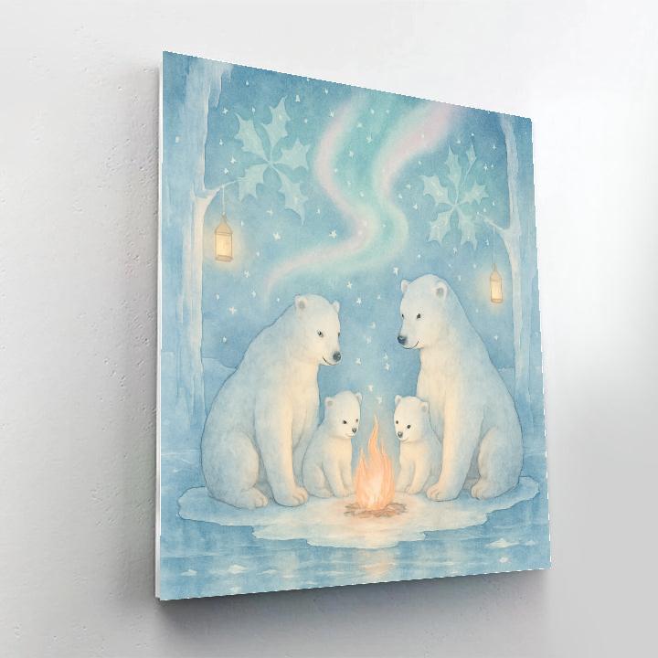 Polar Bears Around The Christmas Bonfire Painting by numbers kit
