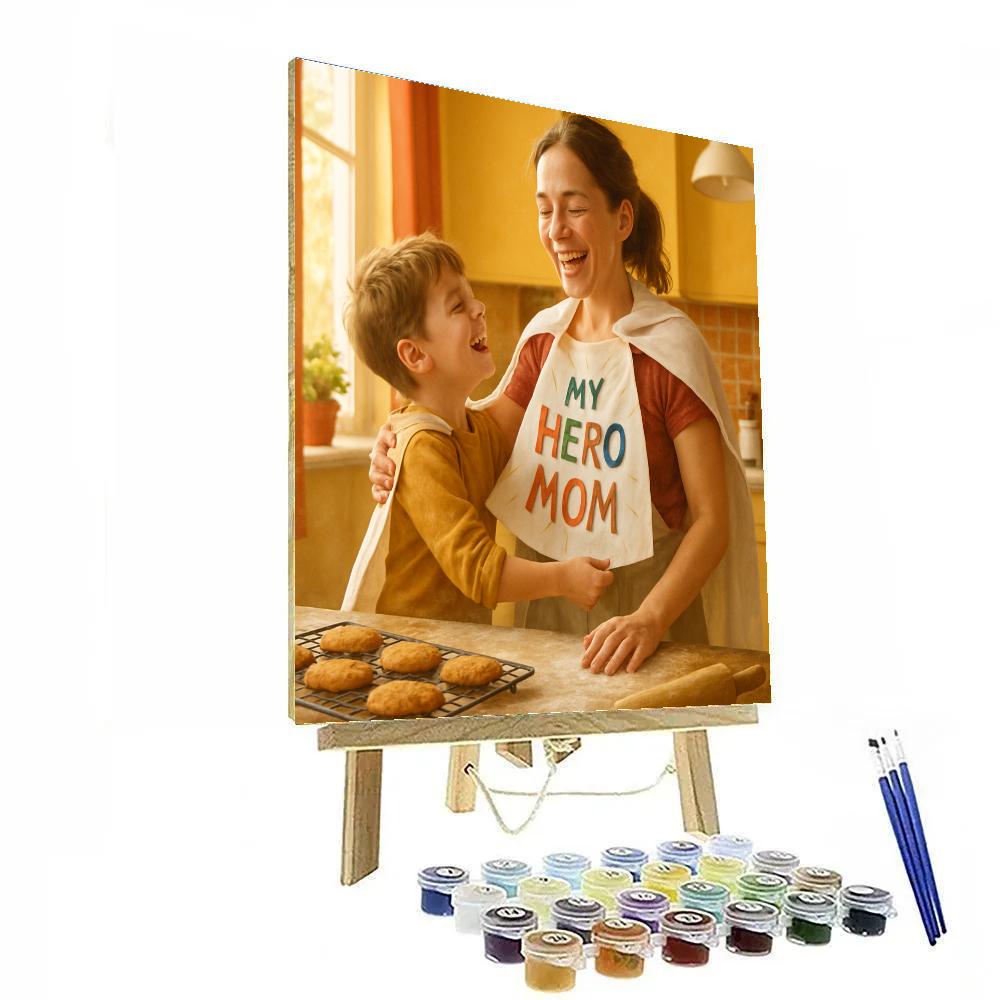 Kitchen Apron Superhero Mom Painting by numbers kit