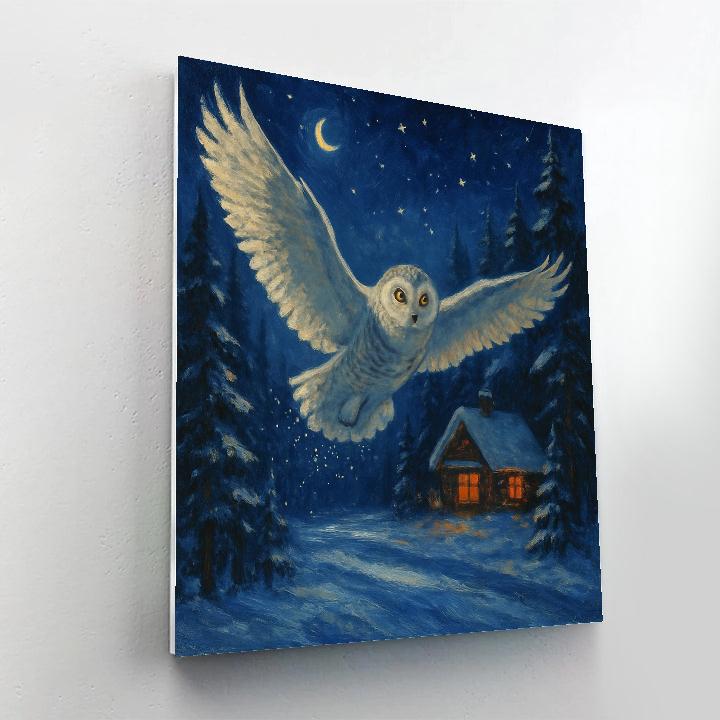 Owl Delivering Winter Wishes Painting by numbers kit