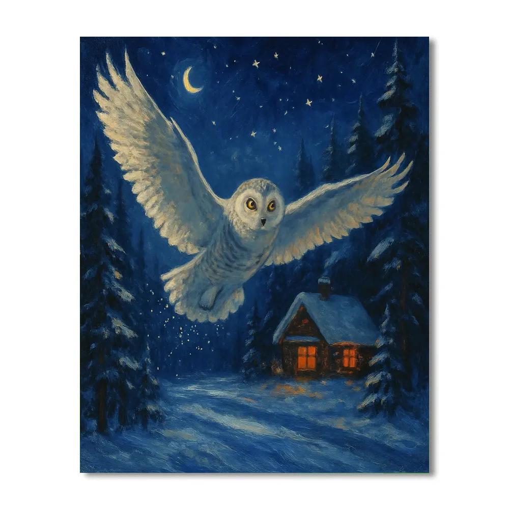 Owl Delivering Winter Wishes Painting by numbers kit