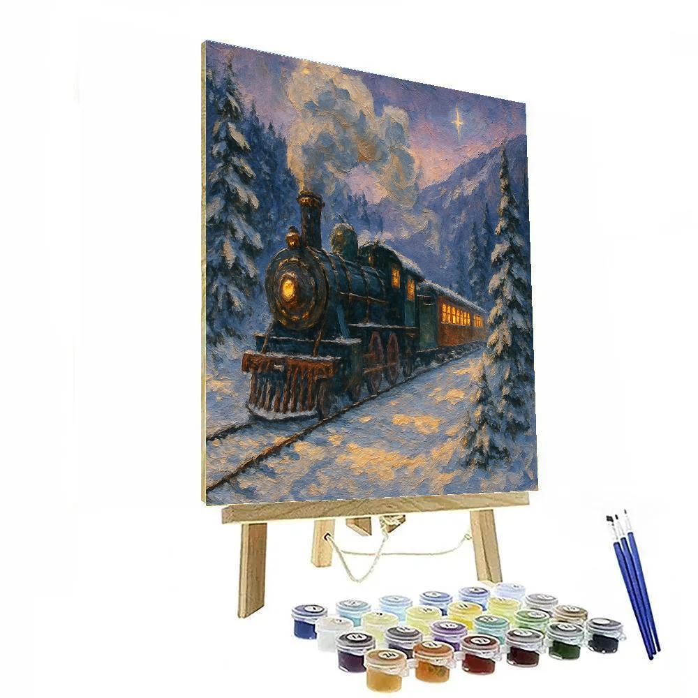 Christmas Train Through Snowy Valley paint by numbers