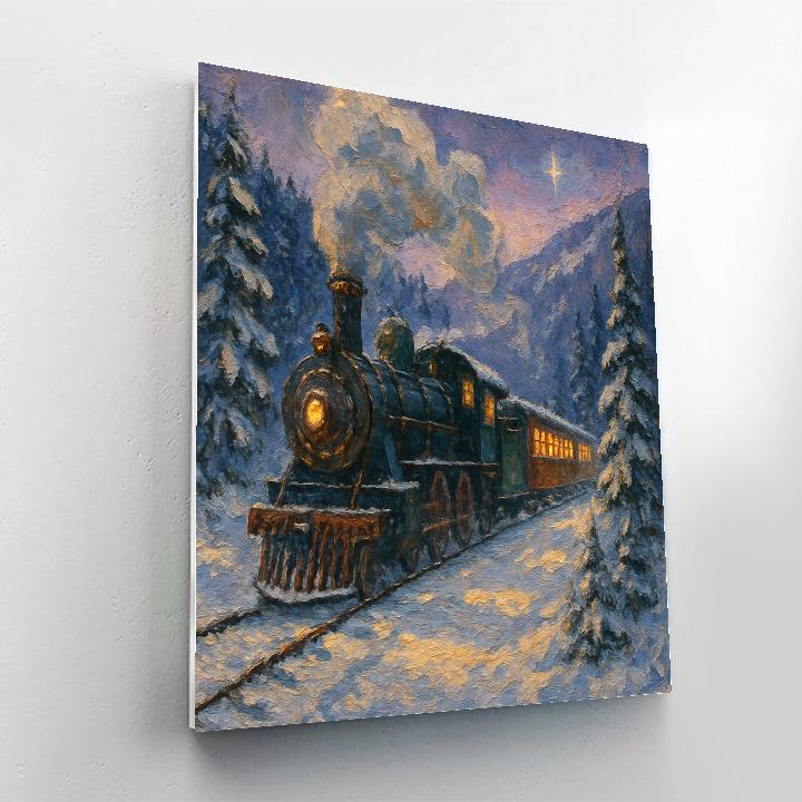 Christmas Train Through Snowy Valley paint by numbers