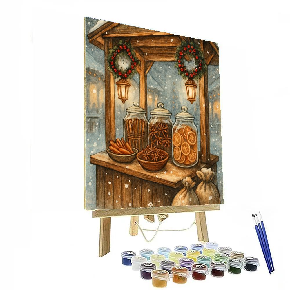 Frosty Market Stall Of Winter Spices Numbered painting kits