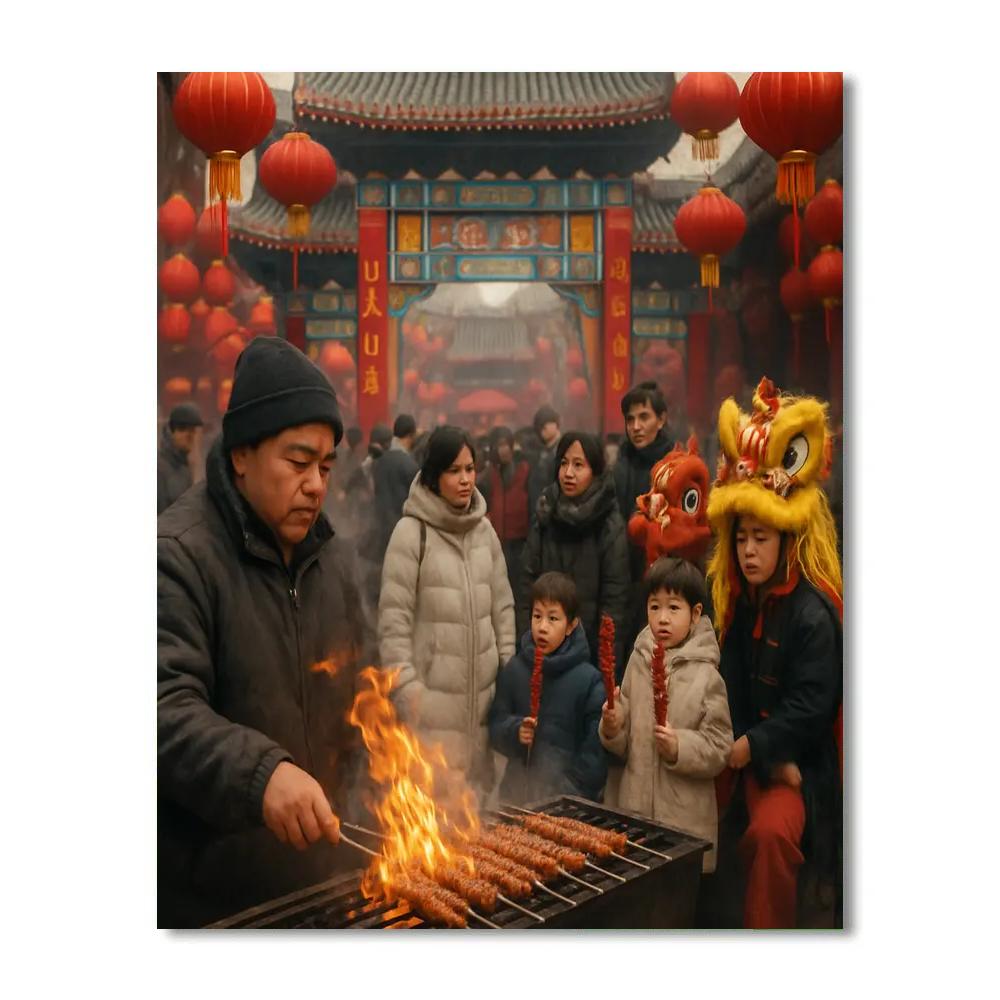 Chinese New Year Temple Fair In Beijing paint by number