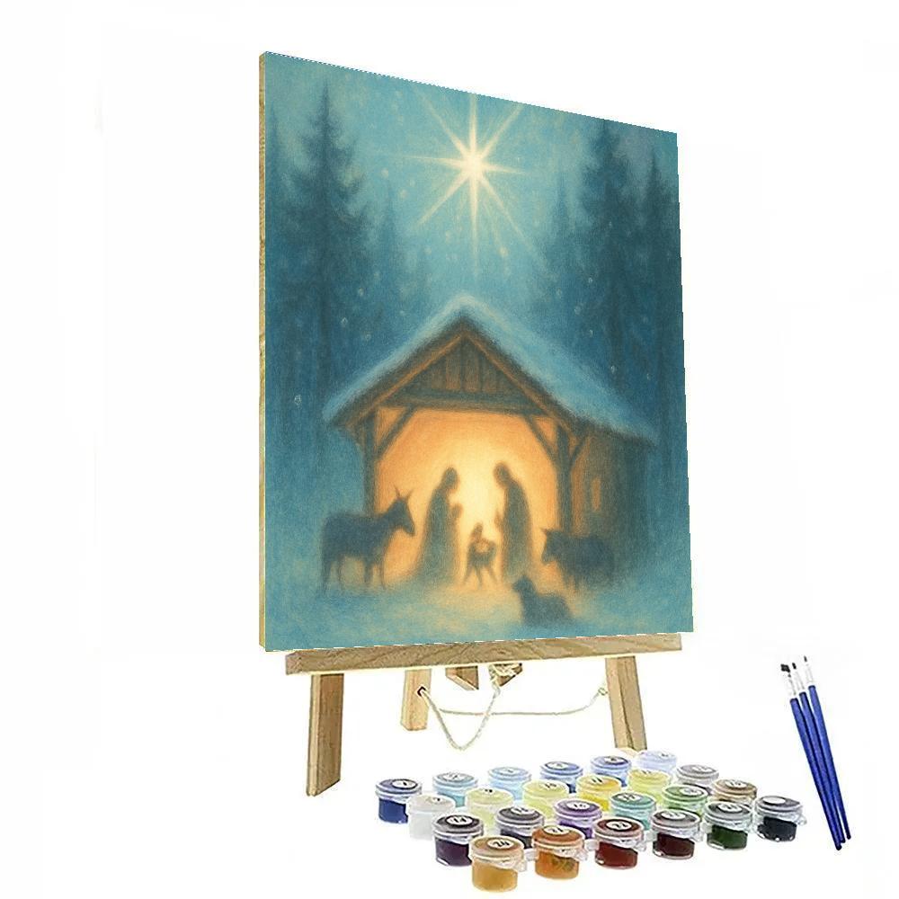 Starlit Nativity In Snowy Clearing painting number kit