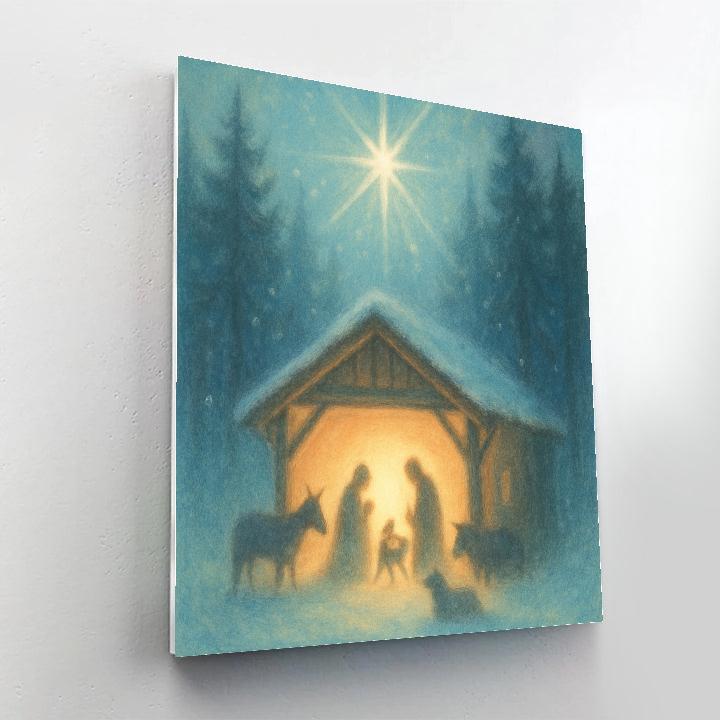 Starlit Nativity In Snowy Clearing painting number kit