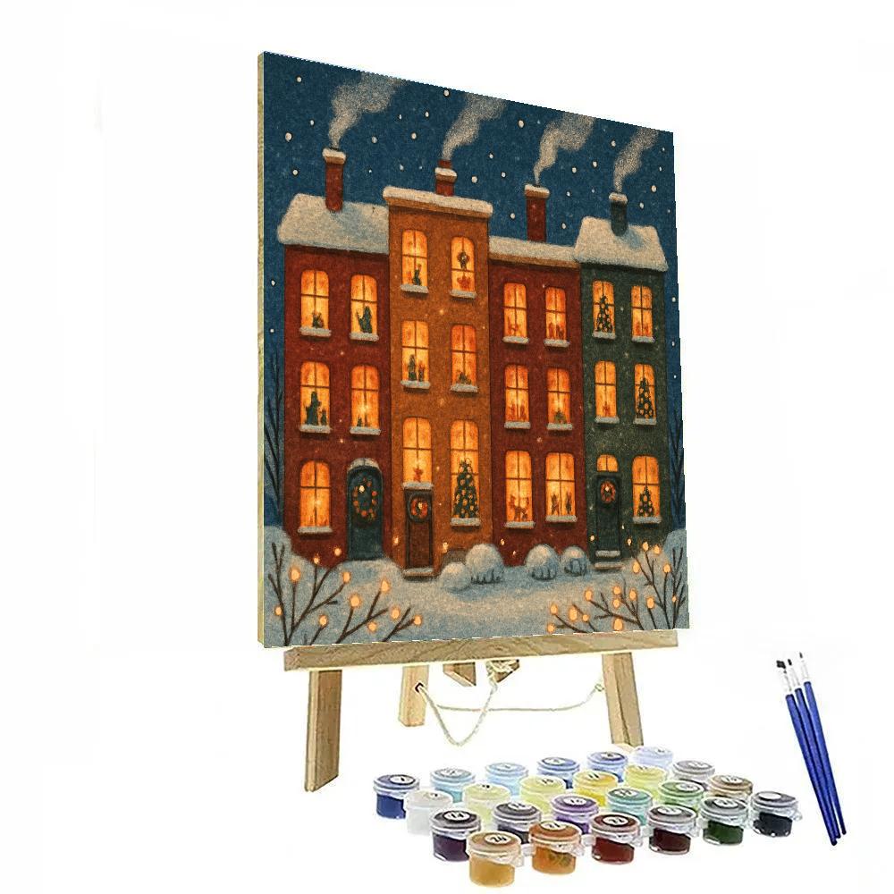 Snowy Townhouse Windows Of Wonder DIY paint by numbers