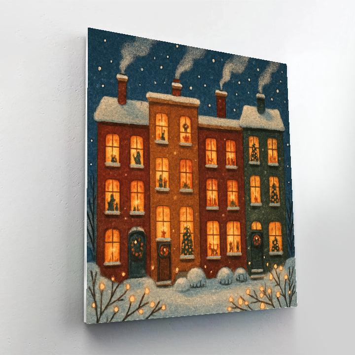 Snowy Townhouse Windows Of Wonder DIY paint by numbers