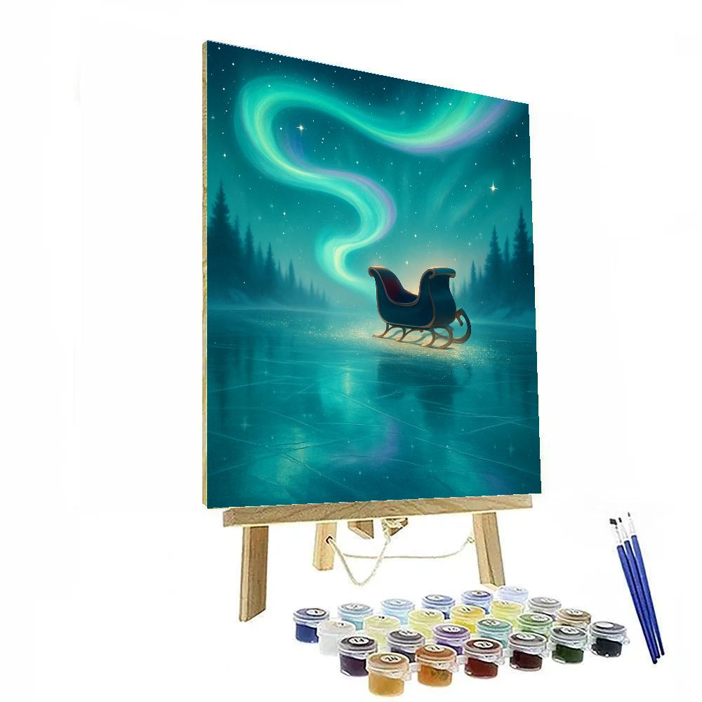Aurora Sleigh Above Frozen Lake Numbered painting kits