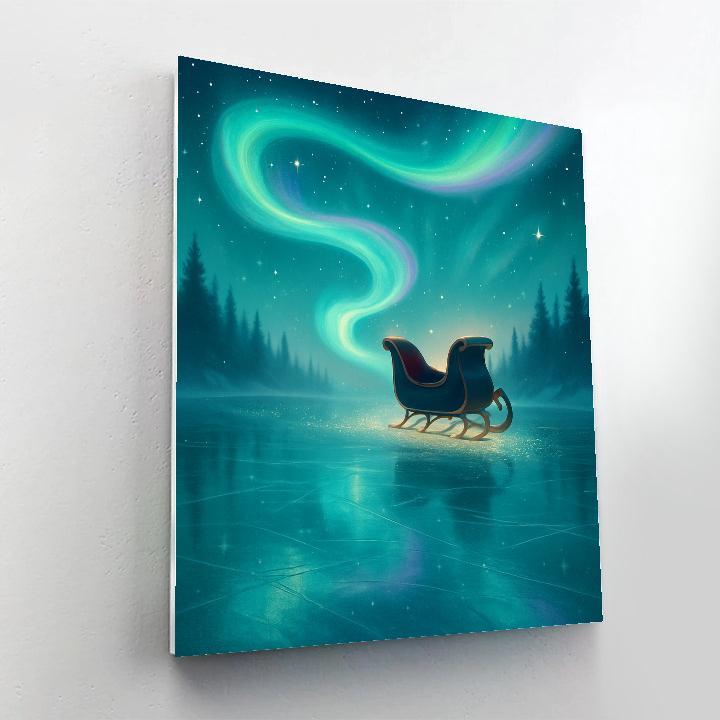 Aurora Sleigh Above Frozen Lake Numbered painting kits