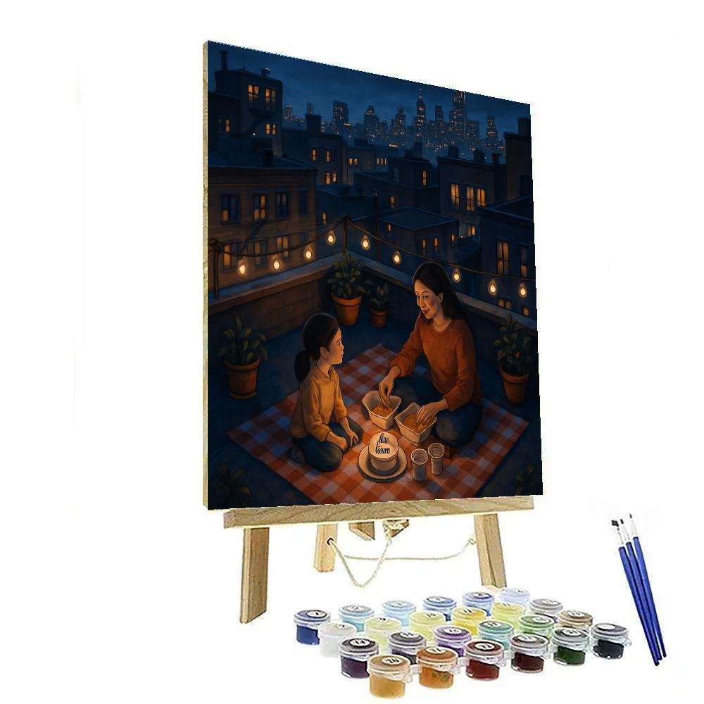 City Rooftop Mothers Day Picnic painting number kit