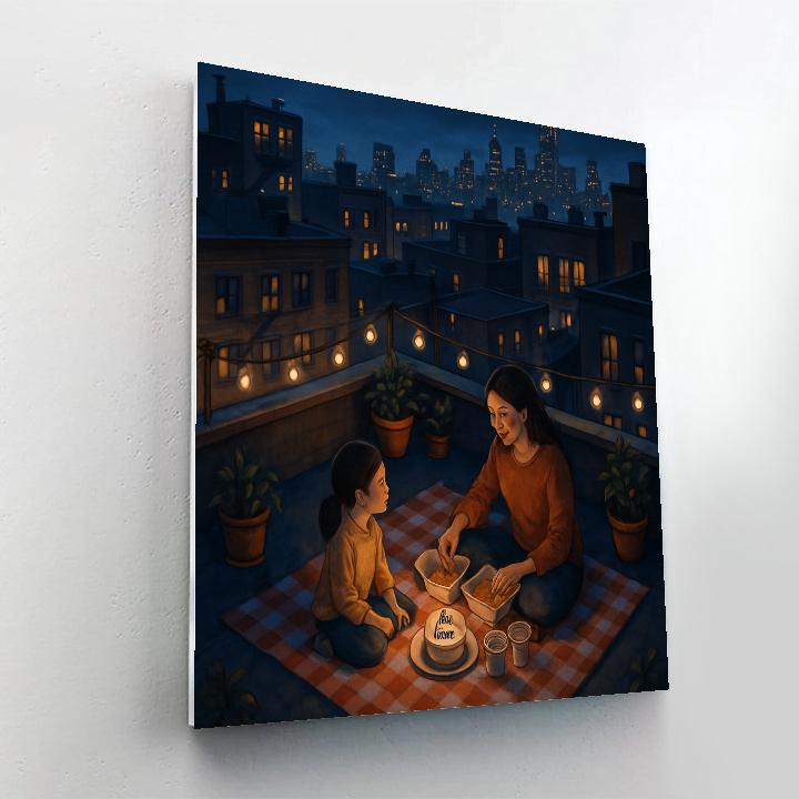 City Rooftop Mothers Day Picnic painting number kit