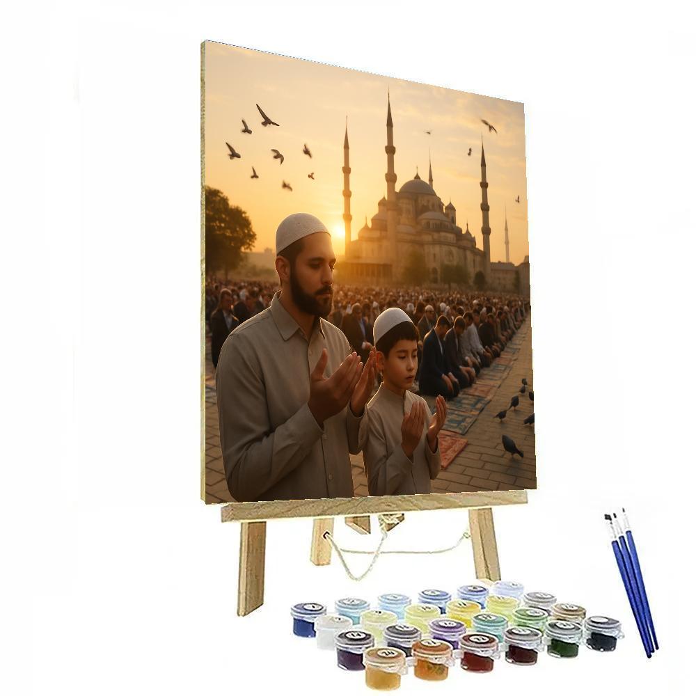 Eid Al Fitr Morning Prayers In Istanbul Square Painting by numbers kit