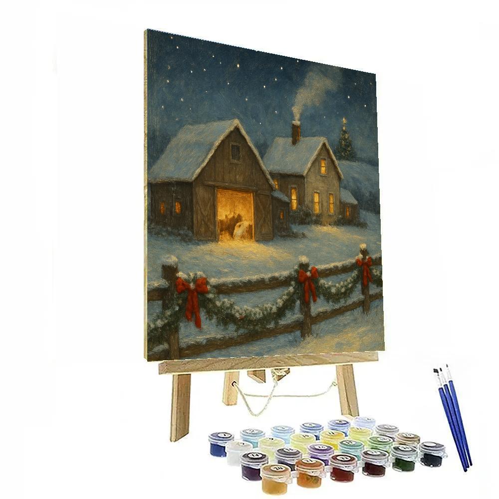 Christmas Farmyard Under Starry Frost DIY paint by numbers
