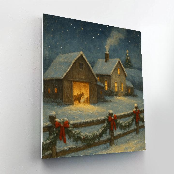 Christmas Farmyard Under Starry Frost DIY paint by numbers