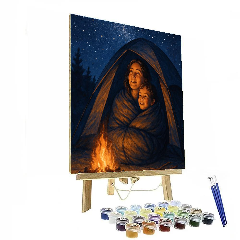 Starry Campsite Story With Mom Paint by numbers art