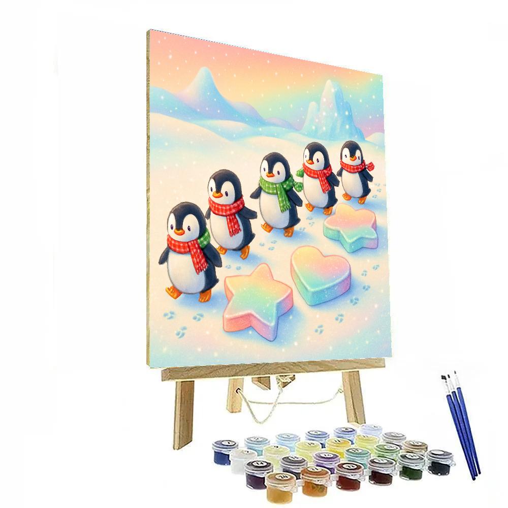 Penguin Parade On Candy Ice Floes Paint by numbers art