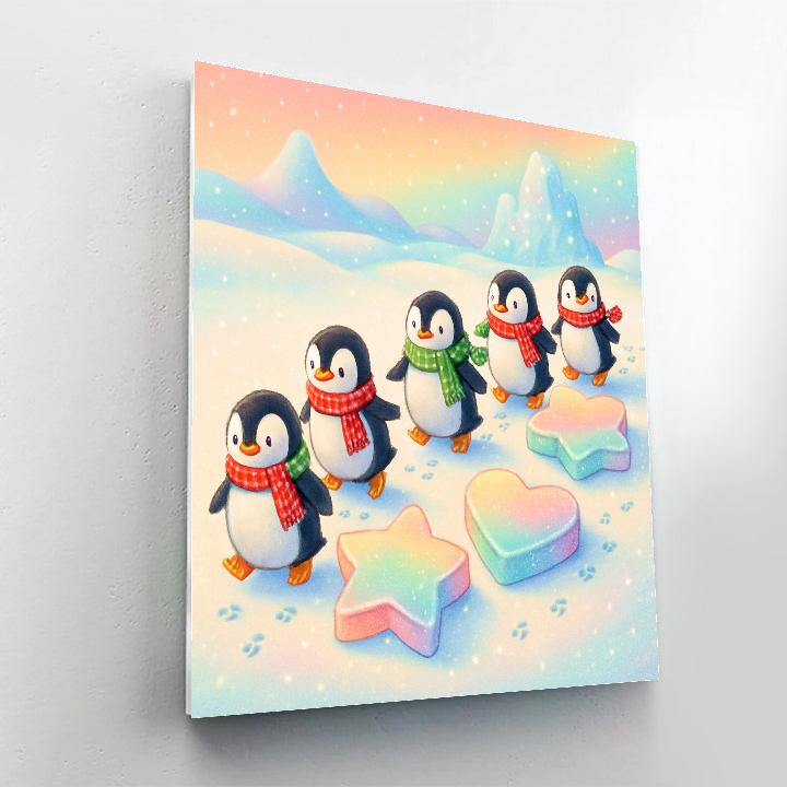 Penguin Parade On Candy Ice Floes Paint by numbers art