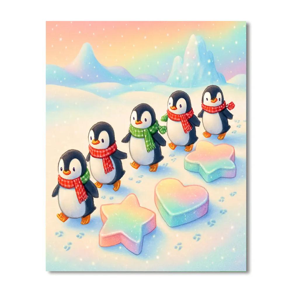 Penguin Parade On Candy Ice Floes Paint by numbers art