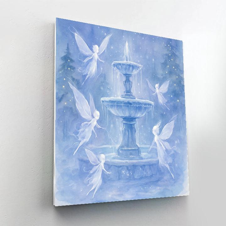 Snow Fairies Around Frozen Fountain paint by color