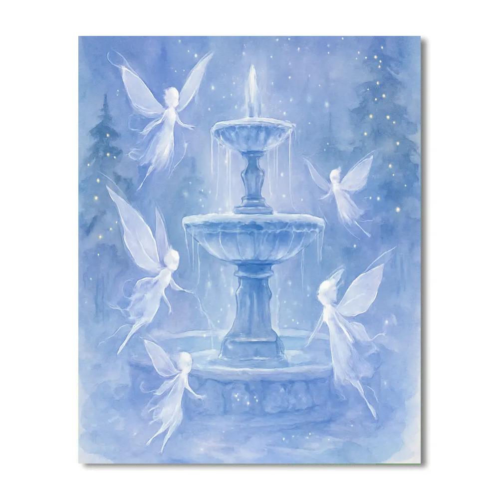 Snow Fairies Around Frozen Fountain paint by color