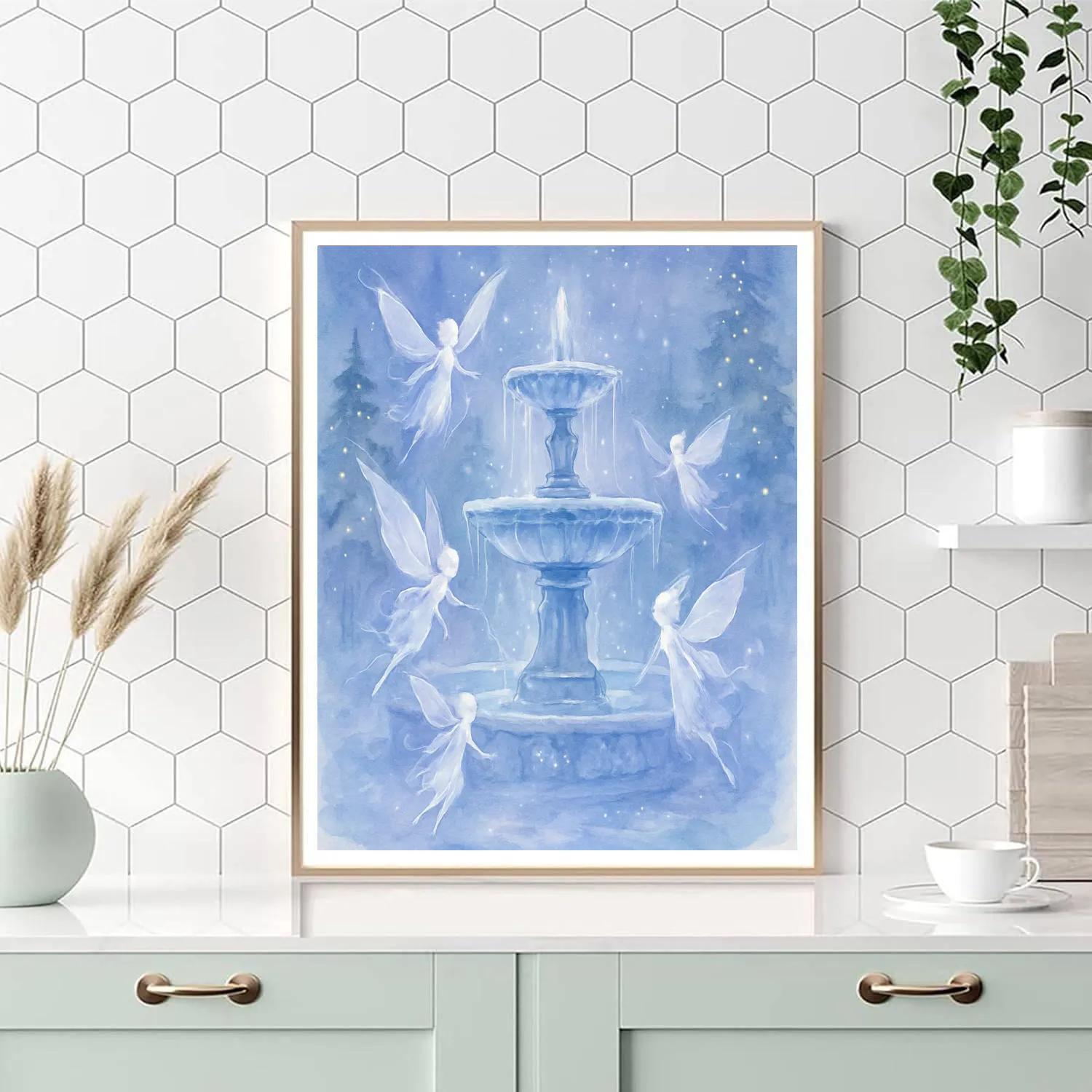 Snow Fairies Around Frozen Fountain paint by color
