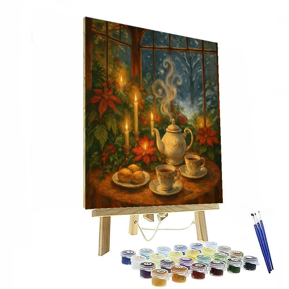 Holiday Tea Party In Winter Conservatory DIY paint by numbers