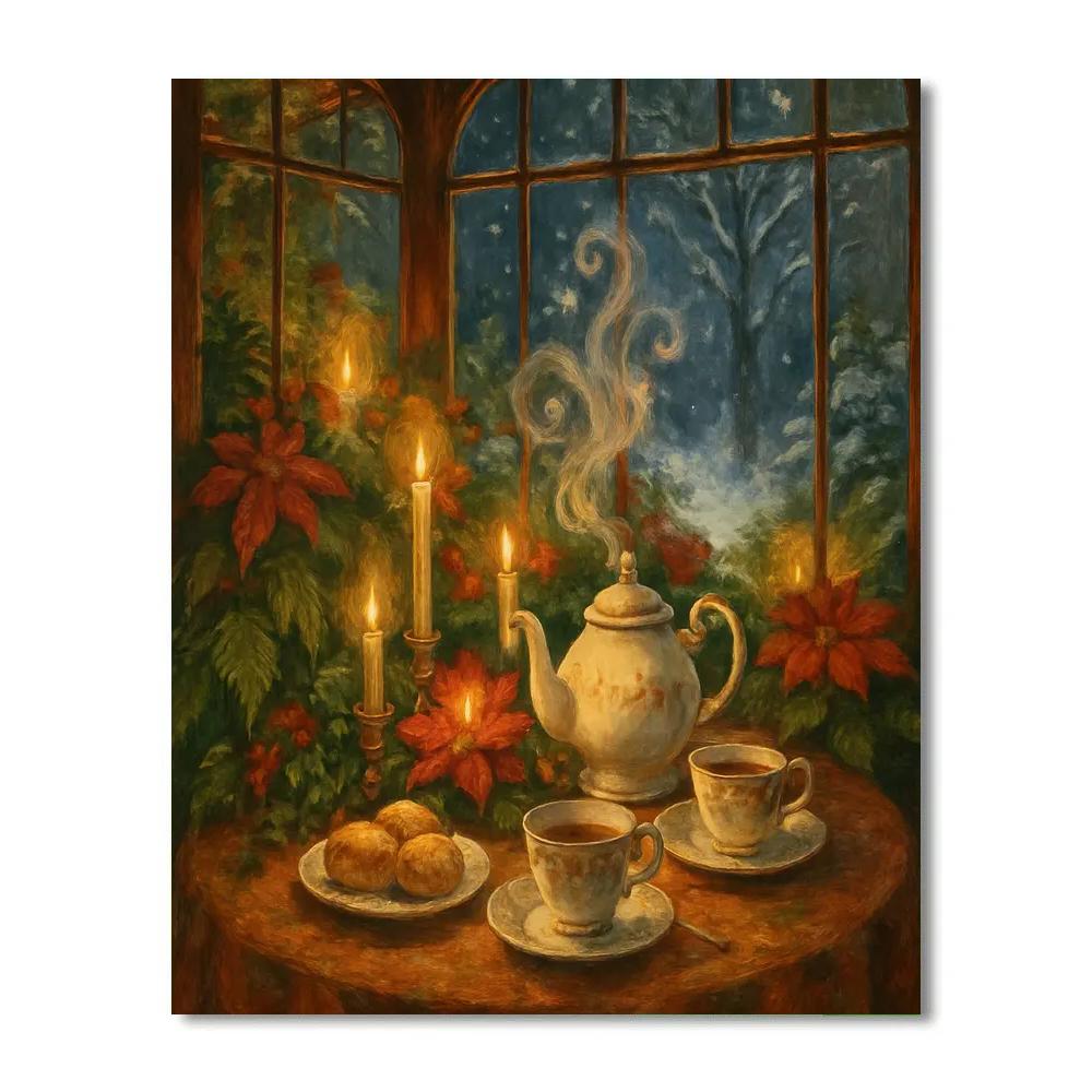 Holiday Tea Party In Winter Conservatory DIY paint by numbers