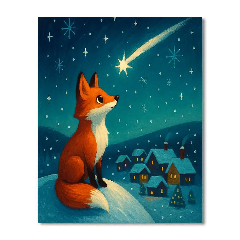 Winter Fox Beneath Christmas Comet Painting by numbers kit