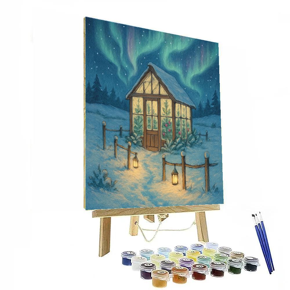 Christmas Greenhouse Under Northern Sky paint by color
