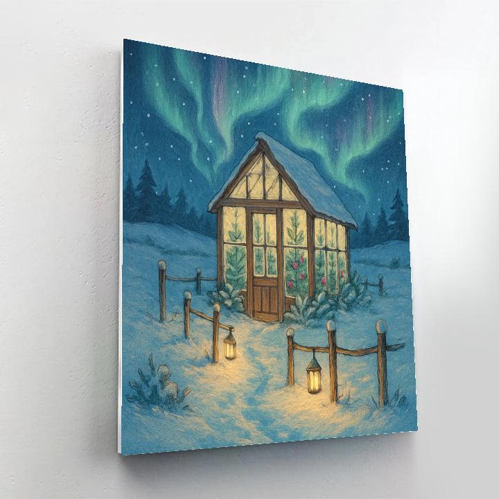 Christmas Greenhouse Under Northern Sky paint by color