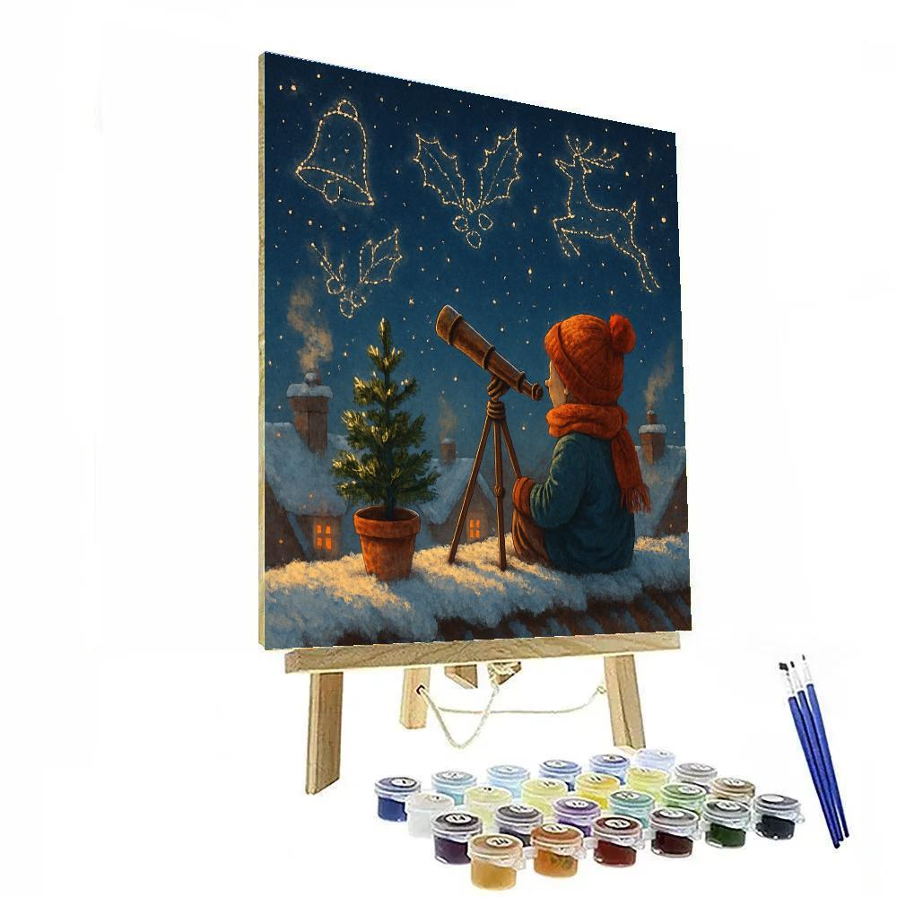 Christmas Stargazer On Rooftop paint by color