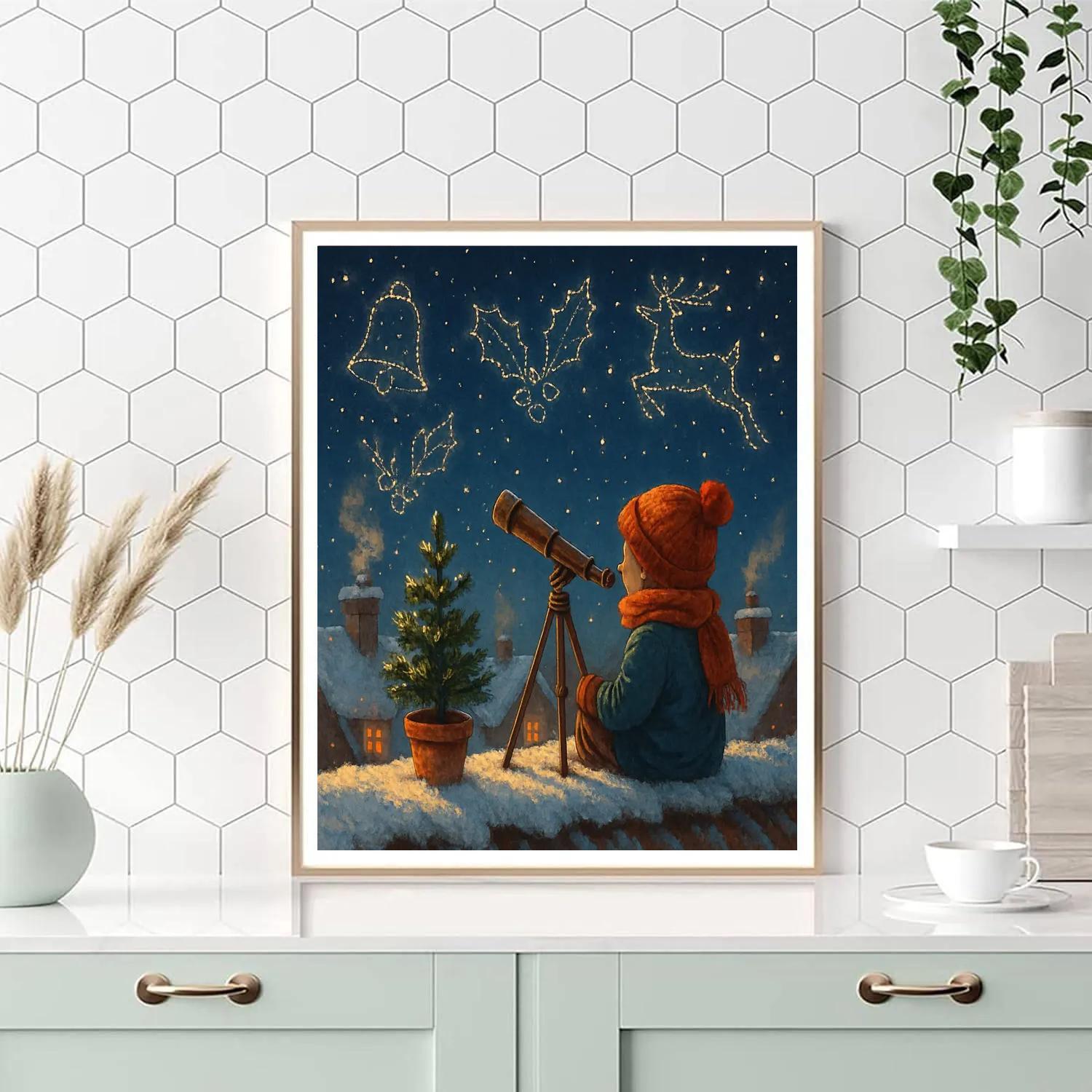 Christmas Stargazer On Rooftop paint by color