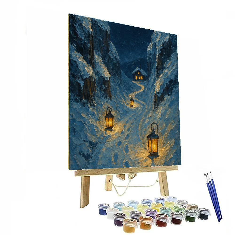 Holiday Lantern Path In Mountain Pass Number painting