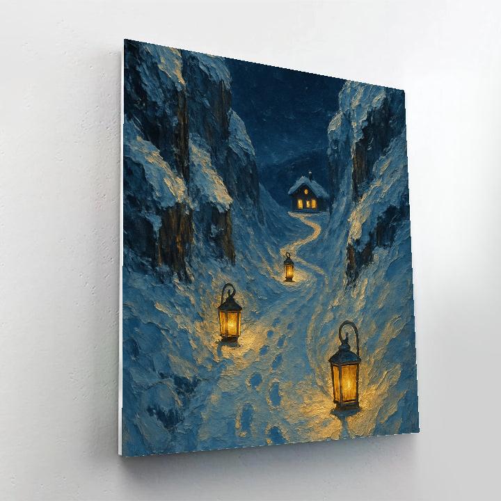 Holiday Lantern Path In Mountain Pass Number painting