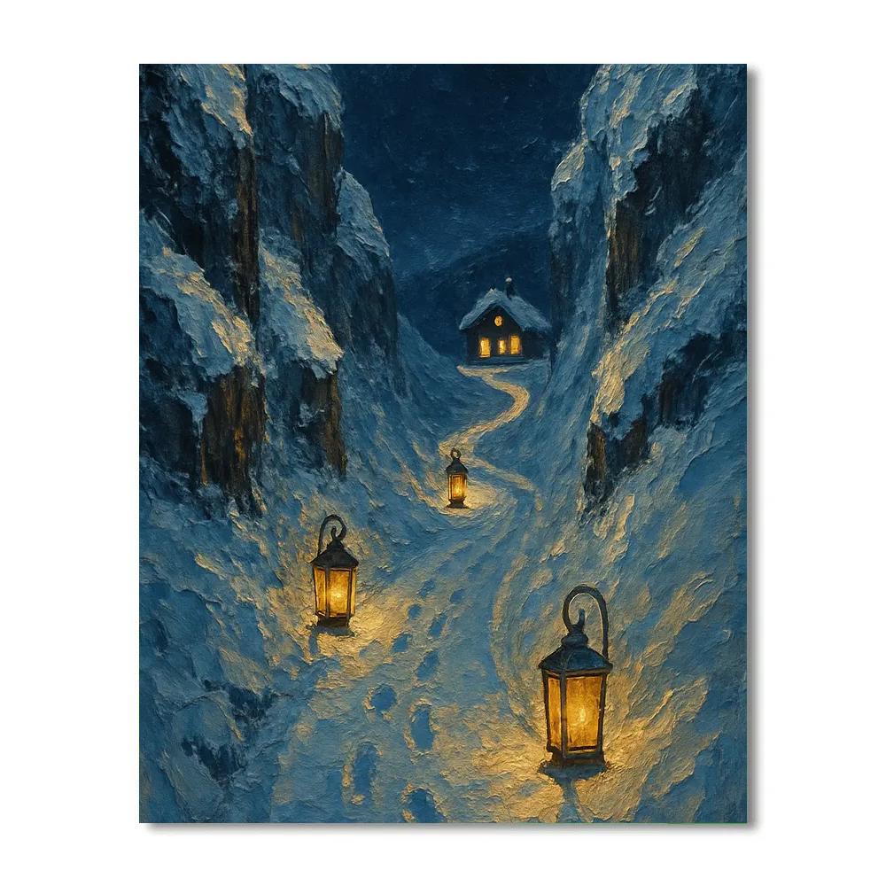 Holiday Lantern Path In Mountain Pass Number painting