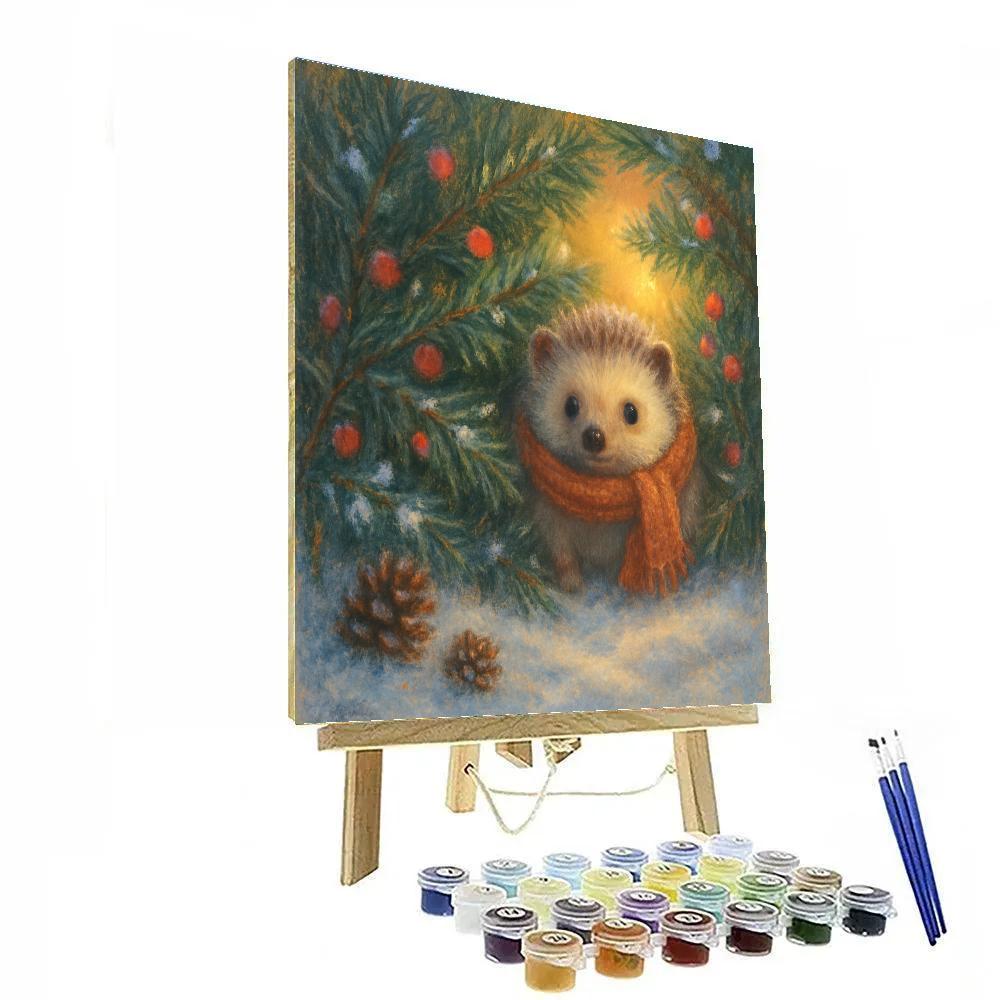 Christmas Hedgehog In Evergreen Thicket Paint by numbers kits