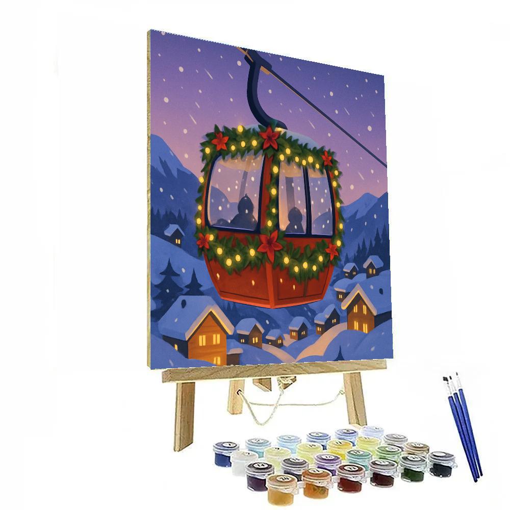 Christmas Gondola Over Alpine Village paint by color