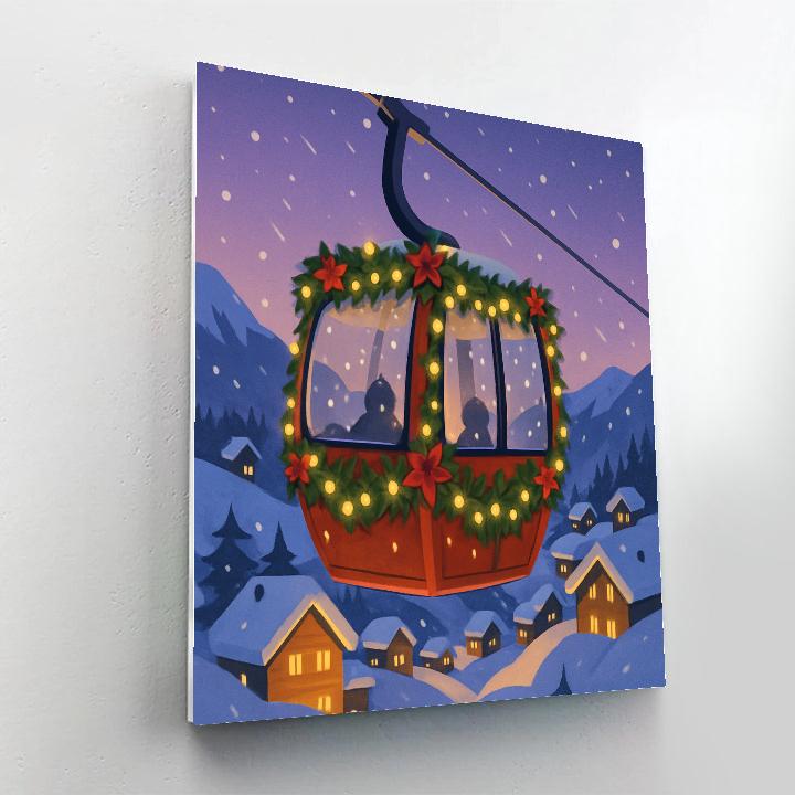 Christmas Gondola Over Alpine Village paint by color