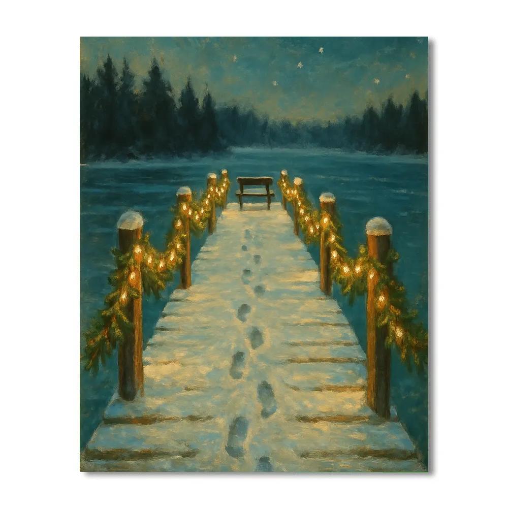 Christmas Night At The Frozen Pier Paint by numbers kits