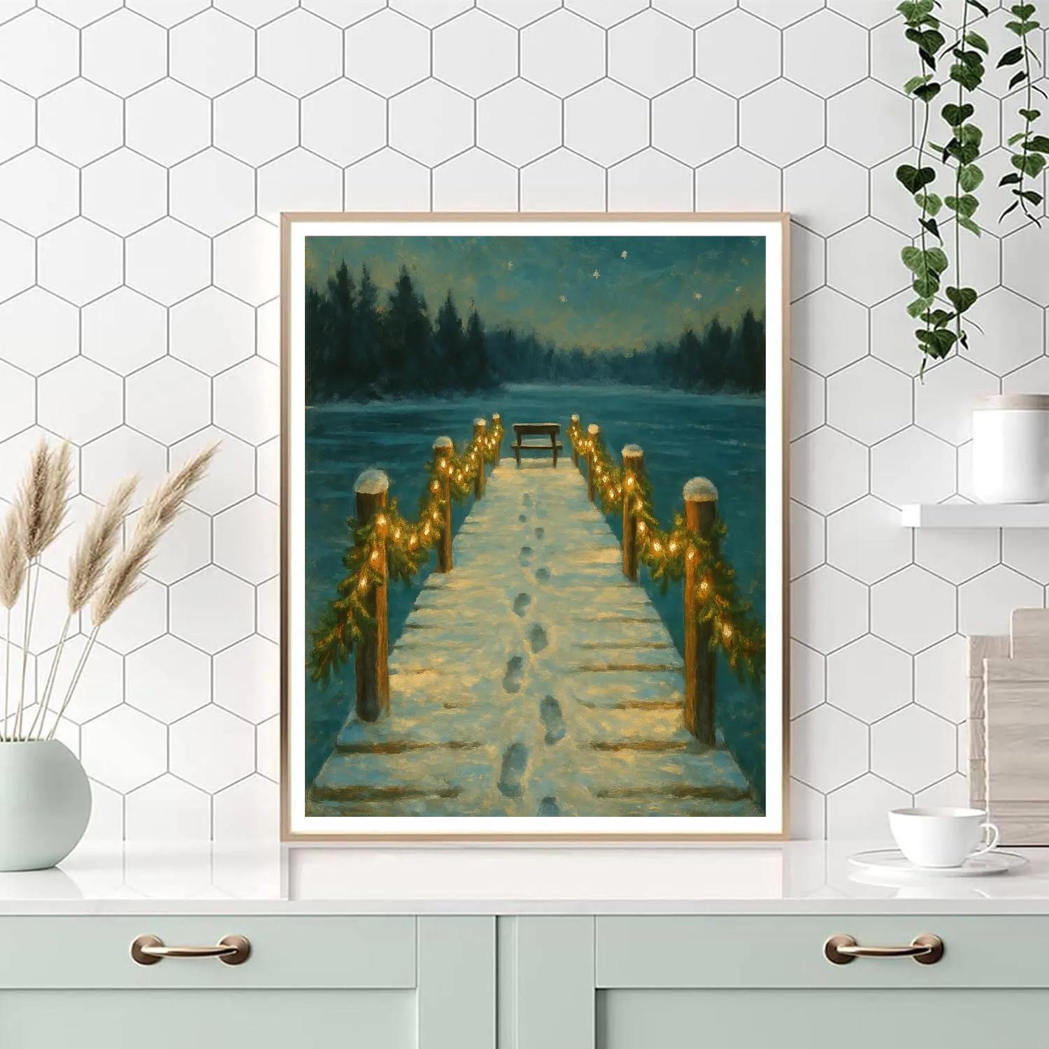 Christmas Night At The Frozen Pier Paint by numbers kits