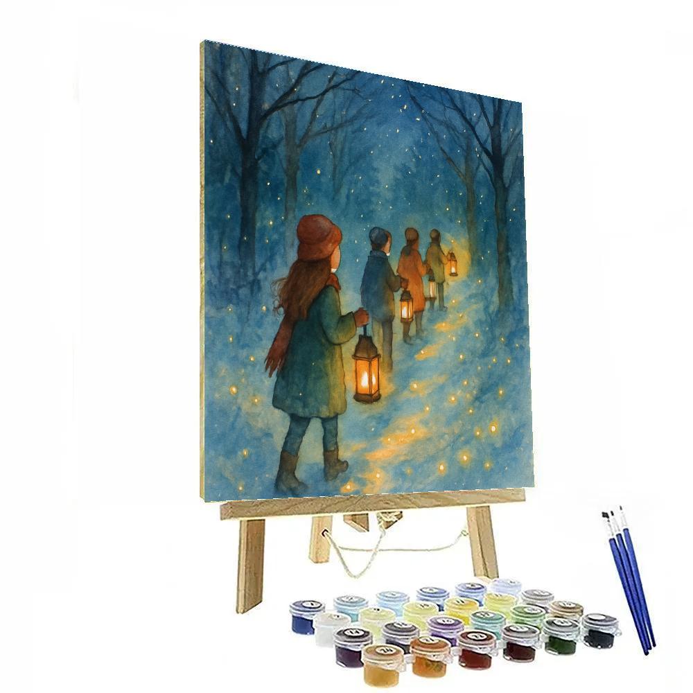 Holiday Firefly Forest Procession paint by number