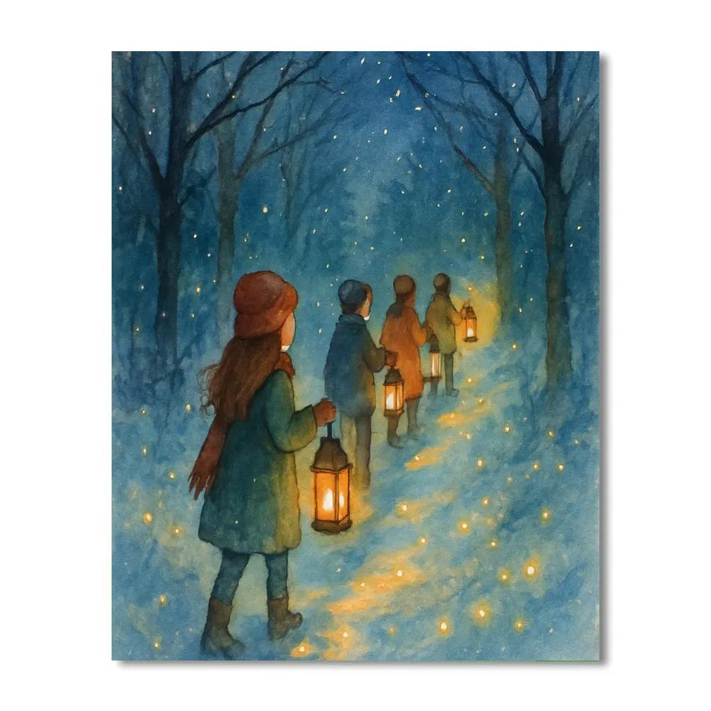 Holiday Firefly Forest Procession paint by number