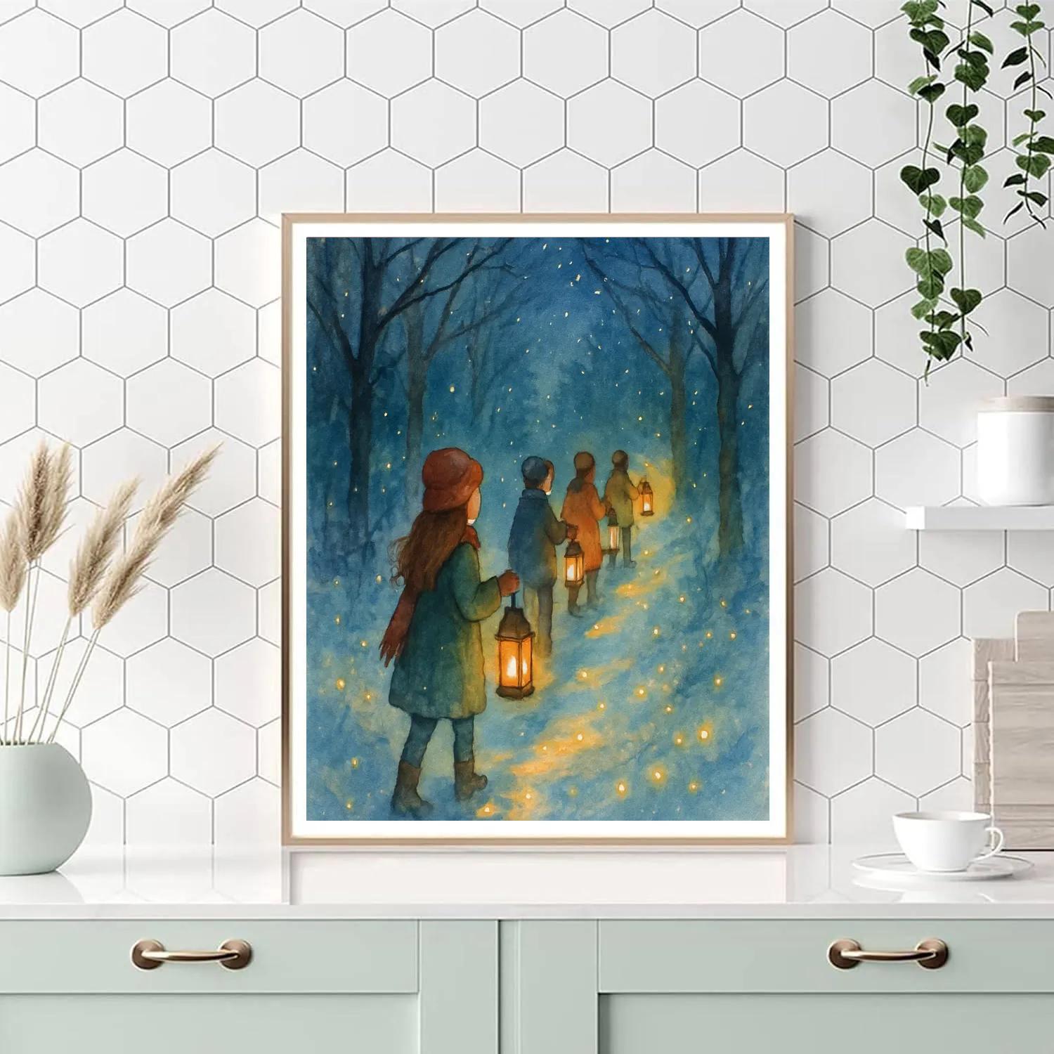 Holiday Firefly Forest Procession paint by number