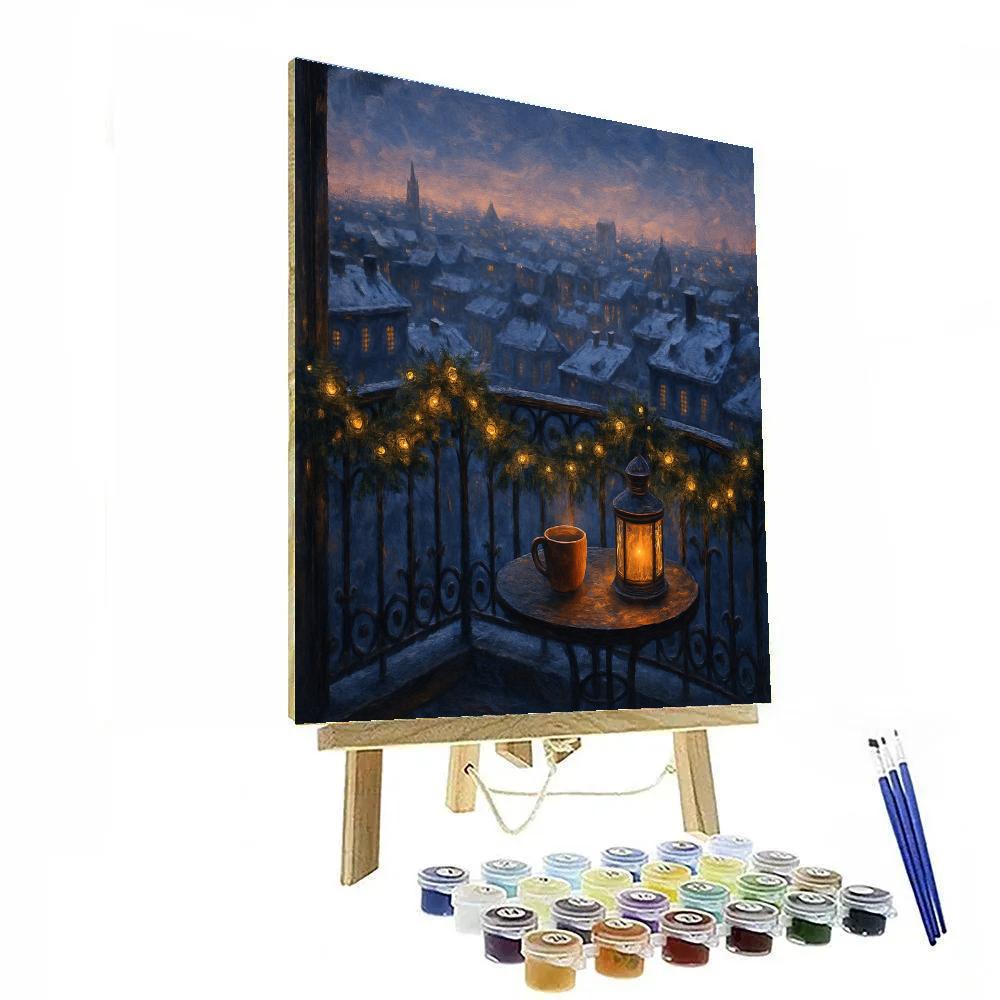 Christmas Balcony Over Winter City DIY paint by numbers