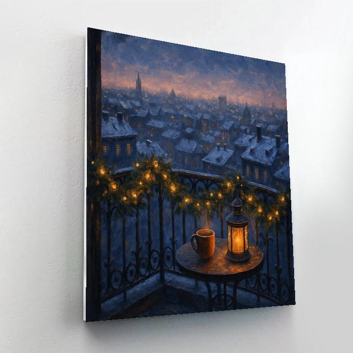 Christmas Balcony Over Winter City DIY paint by numbers