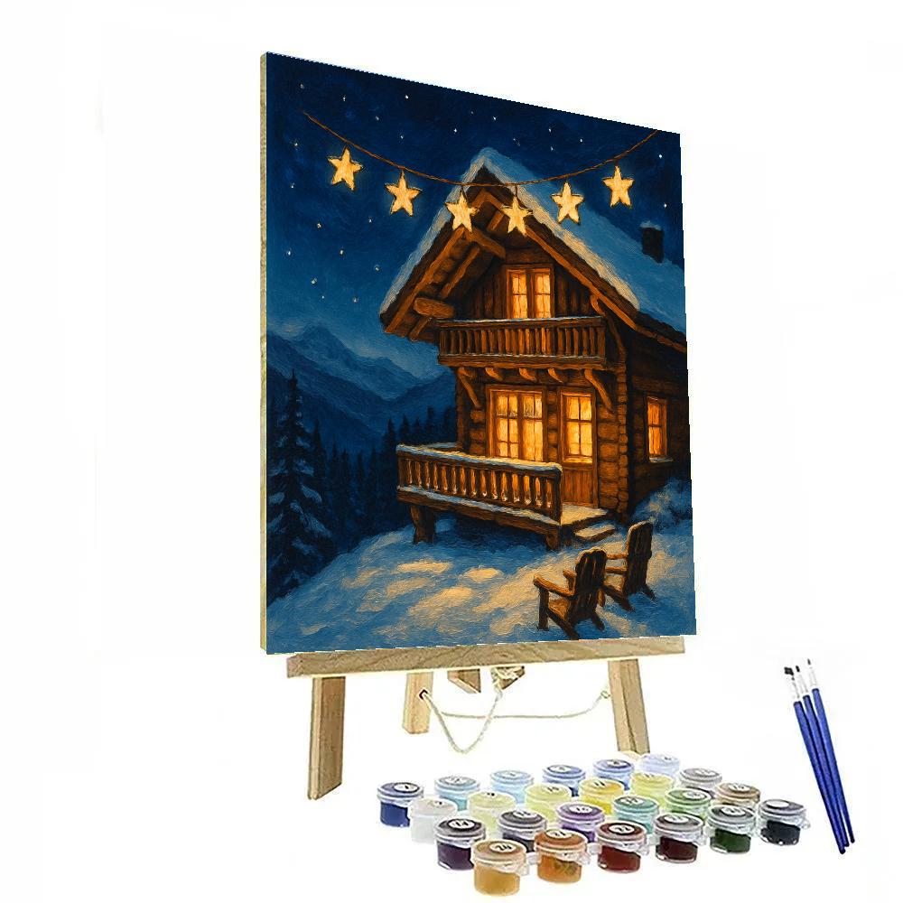 Mountain Chalet Under Star Garland paint by number
