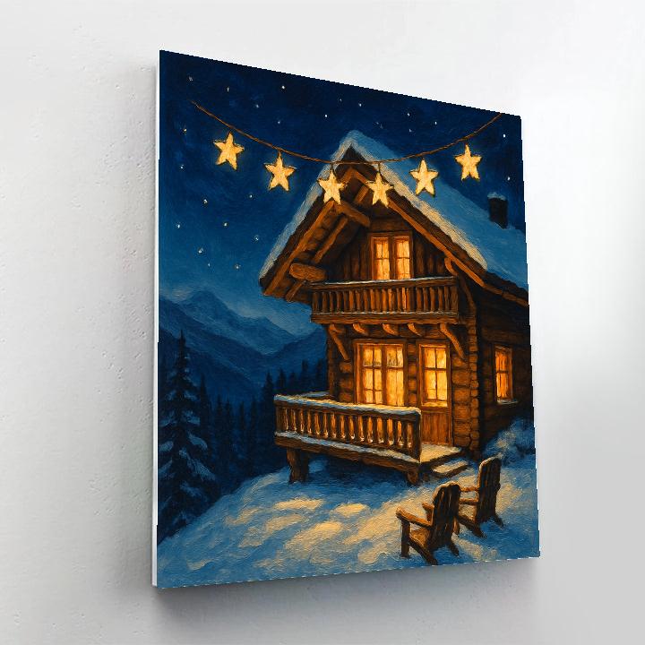 Mountain Chalet Under Star Garland paint by number